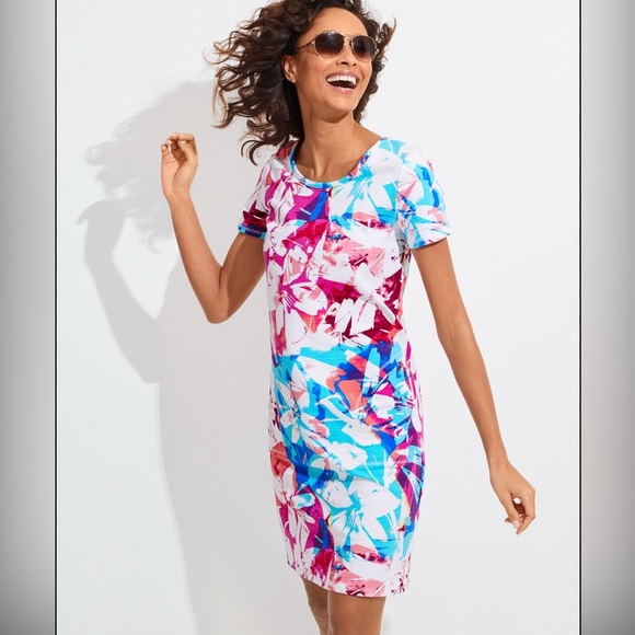 T by Talbots NWOT Cross Back Cozy Crush Dress UPF 50+ Small Petite - Picture 11 of 11